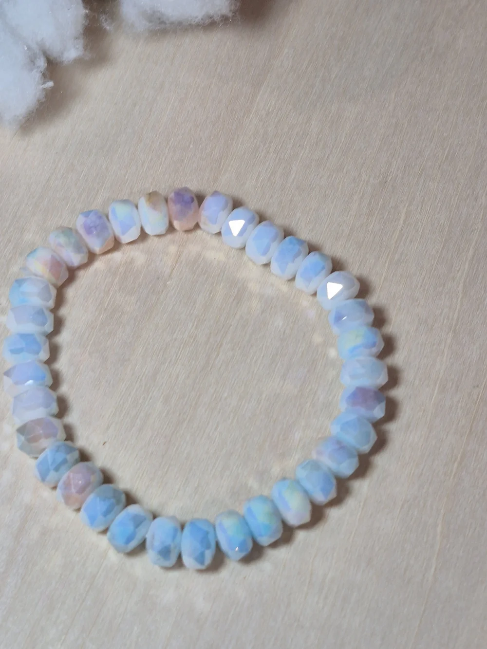 🩷💜NEW🩷💜 PRETTY!! Faceted MOSS AGATE With MOONSTONE Mix Stretch Bracelet